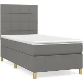vidaXL Boxspring met matras stof donkergrijs 90x190 cm