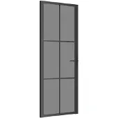 vidaXL Binnendeur 76x201,5 cm ESG-glas en aluminium zwart