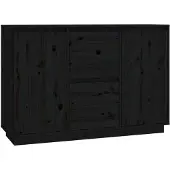 vidaXL Dressoir 111x34x75 cm massief grenenhout zwart
