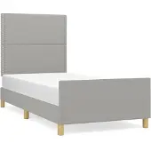 vidaXL Bedframe zonder matras 100x200 cm stof lichtgrijs