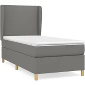 vidaXL Boxspring met matras stof donkergrijs 90x200 cm