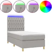 vidaXL Boxspring met matras en LED stof lichtgrijs 80x200 cm