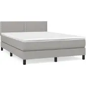 vidaXL Boxspring met matras stof lichtgrijs 140x200 cm