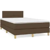 vidaXL Boxspring met matras stof donkerbruin 120x200 cm