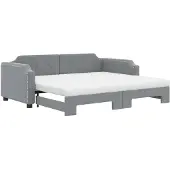 vidaXL Slaapbank onderschuifbed matrassen 100x200 cm stof lichtgrijs