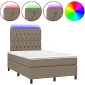 vidaXL Boxspring met matras en LED stof taupe 120x200 cm
