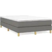 vidaXL Boxspring met matras stof donkergrijs 120x200 cm