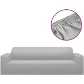 vidaXL Driezitsbankhoes stretch polyester jersey grijs