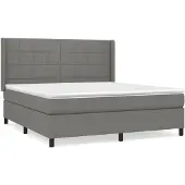 vidaXL Boxspring met matras stof donkergrijs 180x200 cm
