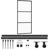 vidaXL Schuifdeur met beslag 90x205 cm aluminium en ESG-glas