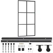 vidaXL Schuifdeur met beslag 102x205 cm aluminium en ESG-glas
