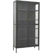 vidaXL Vitrinekast 90x40x180 cm staal en gehard glas antracietkleurig