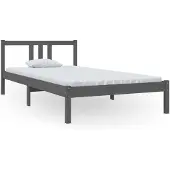 vidaXL Bedframe massief hout grijs 100x200 cm