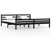 vidaXL Bedframe massief hout zwart 200x200 cm