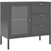 vidaXL Dressoir 75x35x70 cm staal en gehard glas antracietkleurig