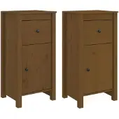 vidaXL Dressoirs 2 st 40x35x80 cm massief grenenhout honingbruin
