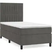 vidaXL Boxspring met matras fluweel donkergrijs 100x200 cm