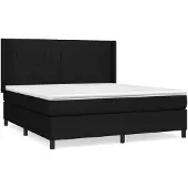 vidaXL Boxspring met matras stof zwart 180x200 cm