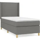 vidaXL Boxspring met matras stof donkergrijs 90x190 cm