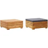 vidaXL Tuintafel en voetensteun met kussen massief acaciahout