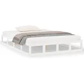 vidaXL Massief houten bed, wit, 160x200 cm