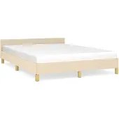 vidaXL Bedframe zonder matras stof crèmekleurig 140x200 cm