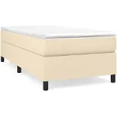 vidaXL Boxspring met matras stof crèmekleurig 80x200 cm