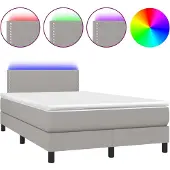 vidaXL Boxspring met matras en LED stof lichtgrijs 120x200 cm