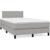 vidaXL Boxspring met matras stof lichtgrijs 120x200 cm