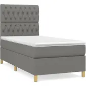 vidaXL Boxspring met matras stof donkergrijs 100x200 cm