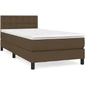 vidaXL Boxspring met matras stof donkerbruin 80x200 cm