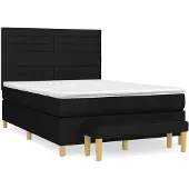 vidaXL Boxspringbed met matras, zwart, 140x190 cm, gestoffeerd