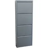 Hioshop Pisa schoenenkast grijs metaal met 4 vakken.