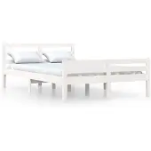 vidaXL Bedframe massief hout wit 150x200 cm
