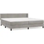 vidaXL Boxspring met matras fluweel lichtgrijs 200x200 cm