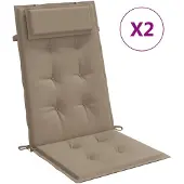 vidaXL Stoelkussens 2 st hoge rug oxford stof taupe