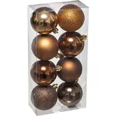 Atmosphera kerstballen - 8x stuks - brons - kunststof - 7 cm - Kerstbal