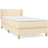 vidaXL Boxspring met matras stof crèmekleurig 90x190 cm