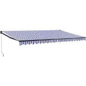 vidaXL Luifel uittrekbaar 5x3 m stof en aluminium blauw en wit