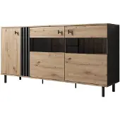 Meubella Dressoir Antraciet Eiken hotel chic - Ladekast industrieel