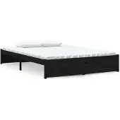 vidaXL Massief houten bed, zwart, 140x190 cm