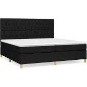 vidaXL Boxspring met matras stof zwart 200x200 cm