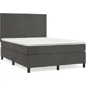 vidaXL Boxspring met matras fluweel donkergrijs 140x190 cm