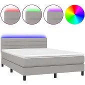 vidaXL Boxspring met matras en LED stof lichtgrijs 140x200 cm