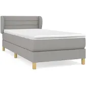 vidaXL Boxspring met matras stof lichtgrijs 90x200 cm