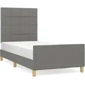 vidaXL Bedframe zonder matras 90x200 cm stof donkergrijs