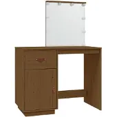 vidaXL Kaptafel met LED 95x50x133,5 cm massief grenenhout honingbruin