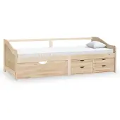 vidaXL Bedbank 3-zits met lades massief grenenhout 90x200 cm