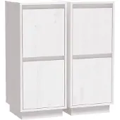 vidaXL Dressoirs 2 st 31,5x34x75 cm massief grenenhout wit