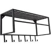 Loft42 Kapstok Ary - Zwart – Metaal – 6 haken en Roede - 80x40x30